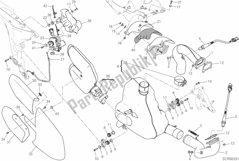 All parts for the 019 - Exhaust System of the Ducati Multistrada 1200 S Pikes Peak Thailand 2017